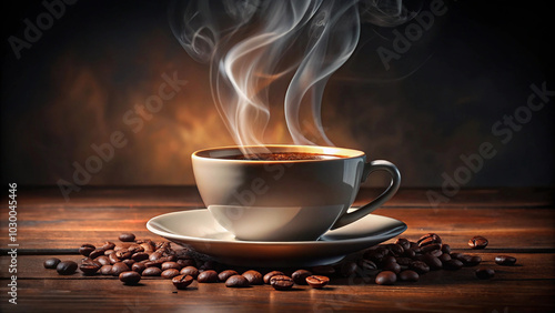 cup of coffee with beans