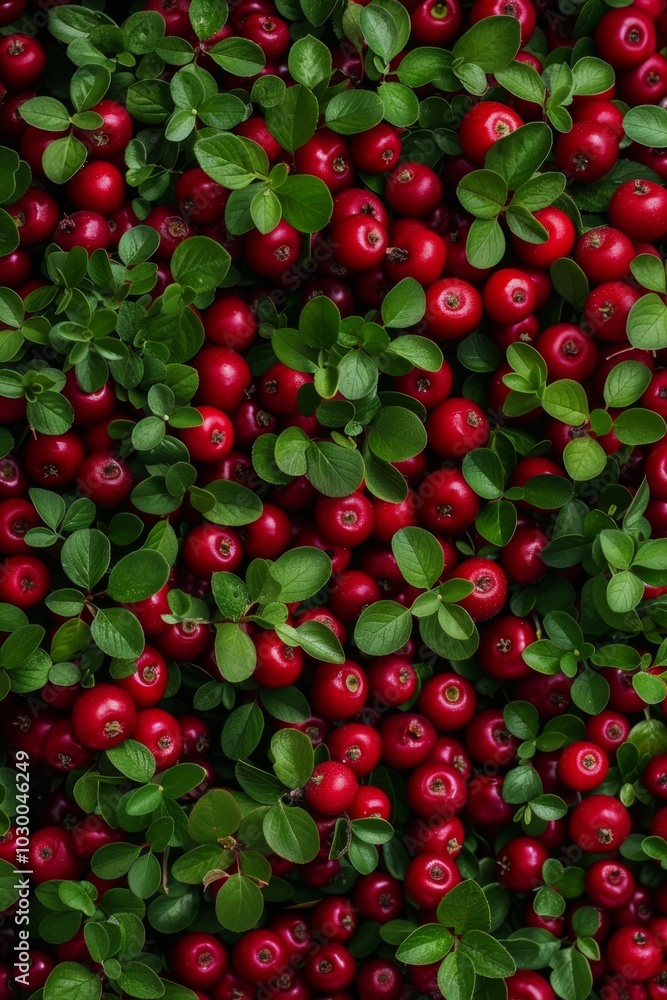 Lingonberry texture background, Vaccinium vitis-idaea fruits pattern, many partridgeberry mockup Lingonberry texture background, Vaccinium vitis-idaea fruits pattern, many partridgeberry mockup