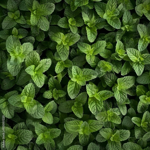 Many mint leaves texture background, fragrant spices pattern, Mentha piperita mockup, peppermint banner