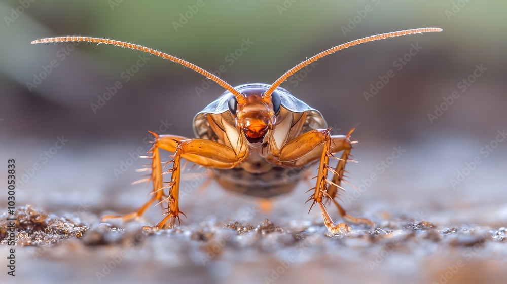 Close-Up of a Cockroach on a Dirty Surface Close-Up of a Cockroach on a Dirty Surface