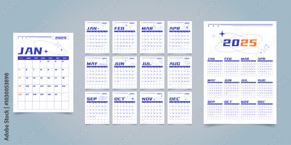 2025 Monthly Calendar. Vector Format. 2025 Monthly Calendar. Vector Format.