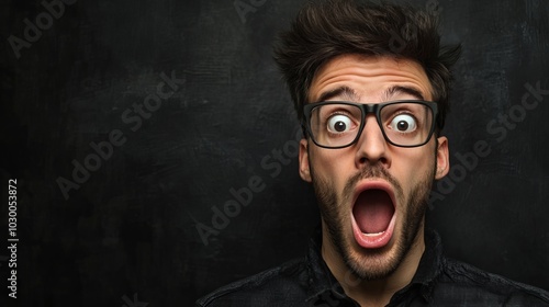 Shocked Male with Open Mouth and Wide Eyes