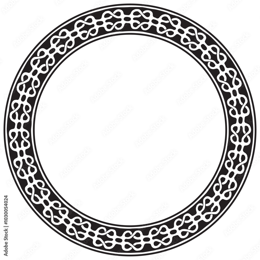 Wide round frame with ethnic pattern. Tribal decorative isolated elements, border. Pigtail circumference. Black and white design template. Vector Wide round frame with ethnic pattern. Tribal decorative isolated elements, border. Pigtail circumference. Black and white design template. Vector