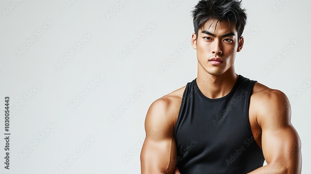 Male Model in Relaxed Pose Against Simple Background Male Model in Relaxed Pose Against Simple Background