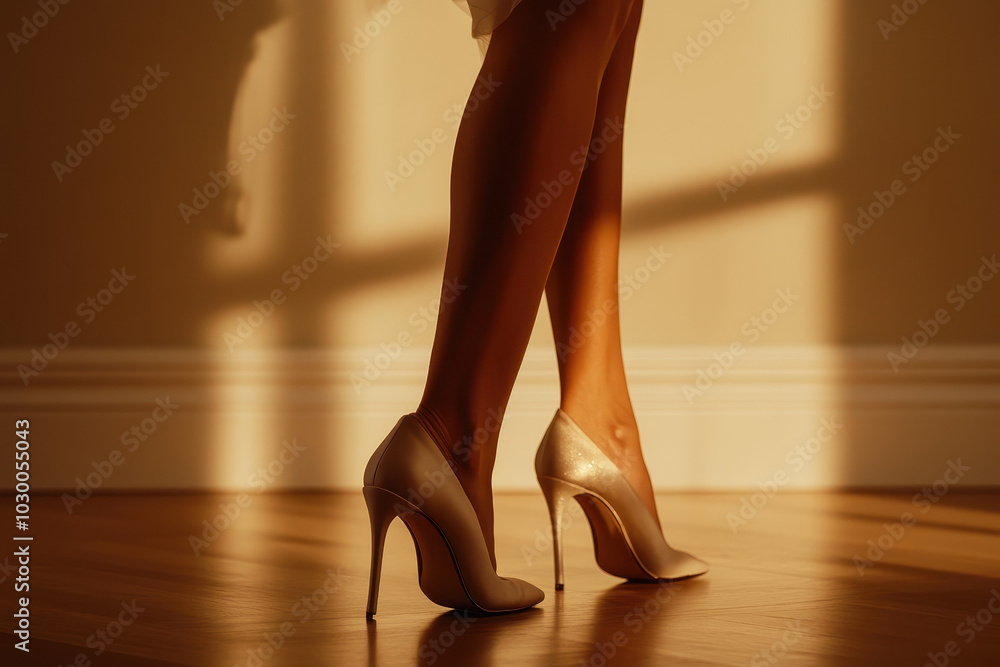 Elegant High Heels in Warm Sunset Glow: A Fashion Statement in Golden Hour Elegant High Heels in Warm Sunset Glow: A Fashion Statement in Golden Hour