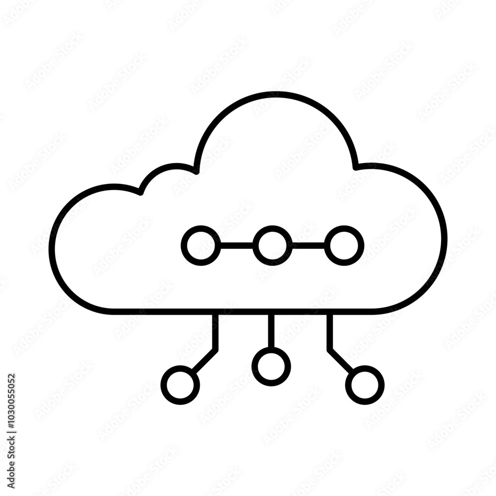 Cloud Computing Line Icon. Cloud Technology Editable Stroke Vector Illustration Cloud Computing Line Icon. Cloud Technology Editable Stroke Vector Illustration