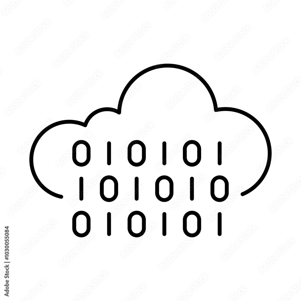 Cloud Code Line Icon. Cloud Technology Editable Stroke Vector Illustration Cloud Code Line Icon. Cloud Technology Editable Stroke Vector Illustration