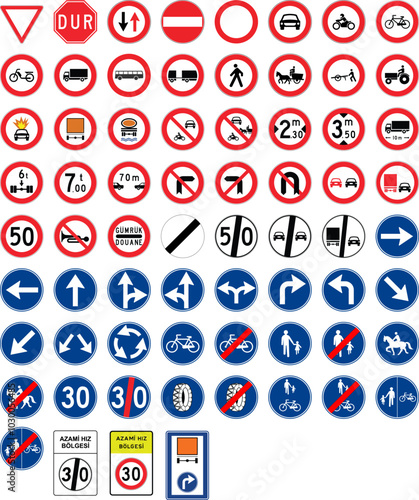 Turkey Highway Standard Traffic Signs, Regulatory Signs - Traffic and Road Signs for Sale (Turkish: Karayollari Standart Trafik Isaret Levhalari, Trafik Tanzim Isaretleri) 