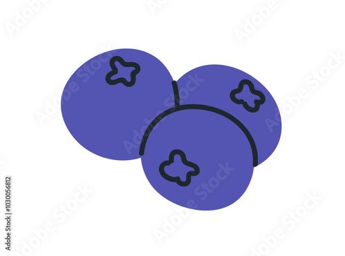 Blueberries, fresh ripe blue berries. Bilberries fruits, bog whortleberries composition. Healthy natural vitamin food. Sweet tasty nutrition. Flat vector illustration isolated on white background