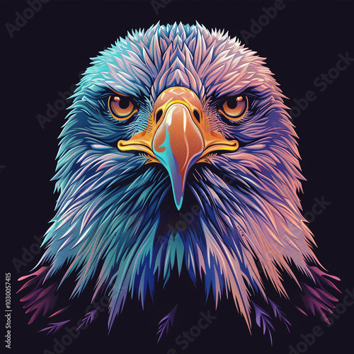 Colorful Digital Illustration of a Fierce Eagle Head