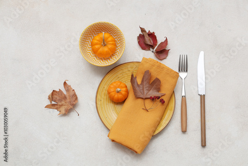 Autumn table setting with m...