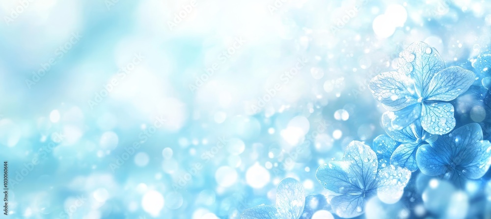 Blue Hydrangea Flowers in Soft Focus with Bokeh and Copy Space, Spring or Summer Banner Blue Hydrangea Flowers in Soft Focus with Bokeh and Copy Space, Spring or Summer Banner