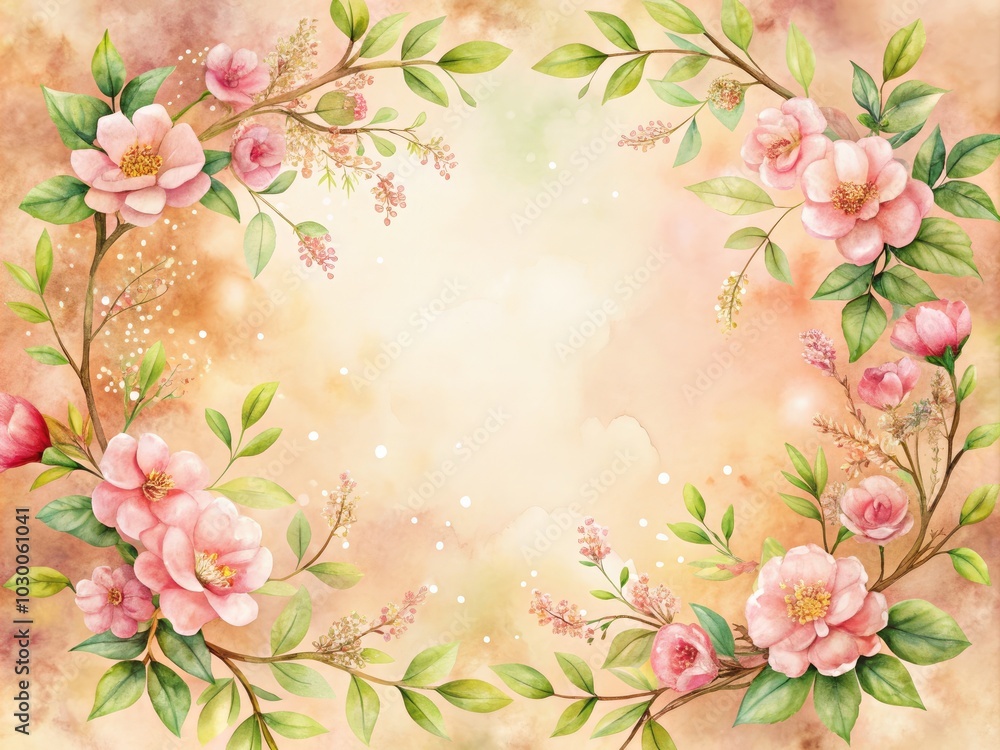 Charming watercolor frame featuring hand-drawn pink flowers, perfect for greeting cards, adding a touch of elegance and beauty to any heartfelt sentiment. Charming watercolor frame featuring hand-drawn pink flowers, perfect for greeting cards, adding a touch of elegance and beauty to any heartfelt sentiment.