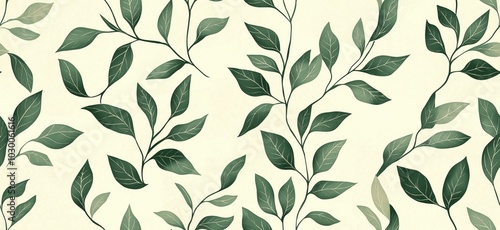 Seamless leaf pattern. Elegant grey green leaf background. Luxurious botanical texture