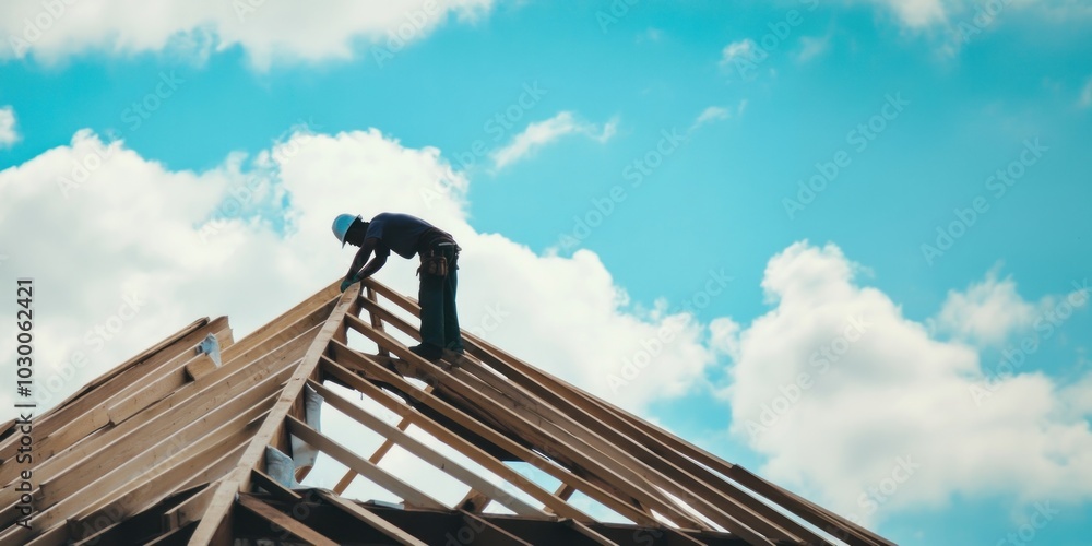 Roofer construction worker site. Roofer construction worker site.