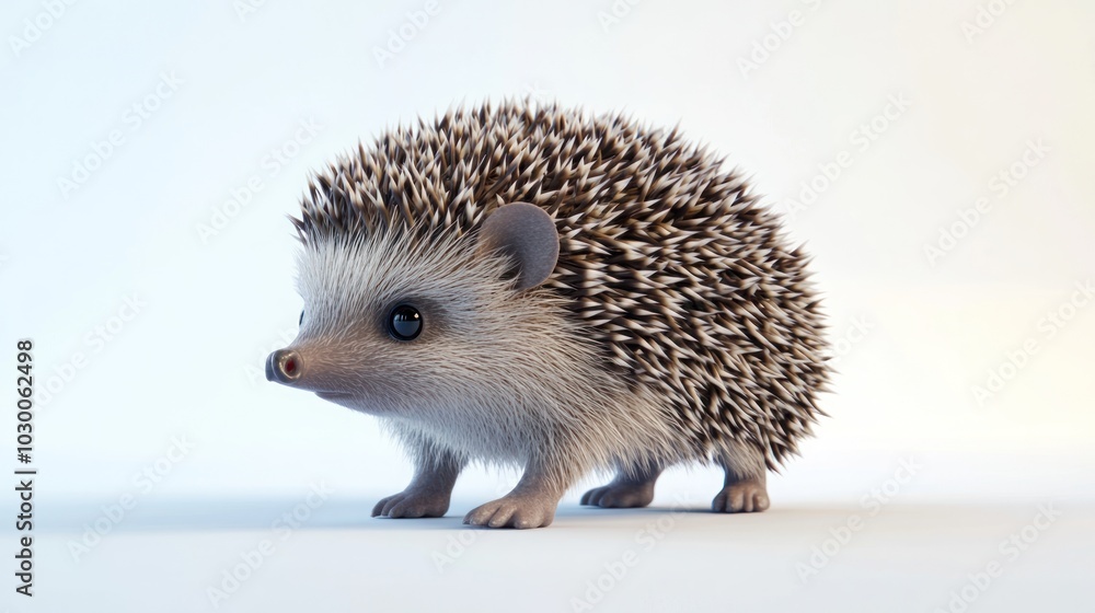 Obraz premium A small, brown hedgehog with a white background.