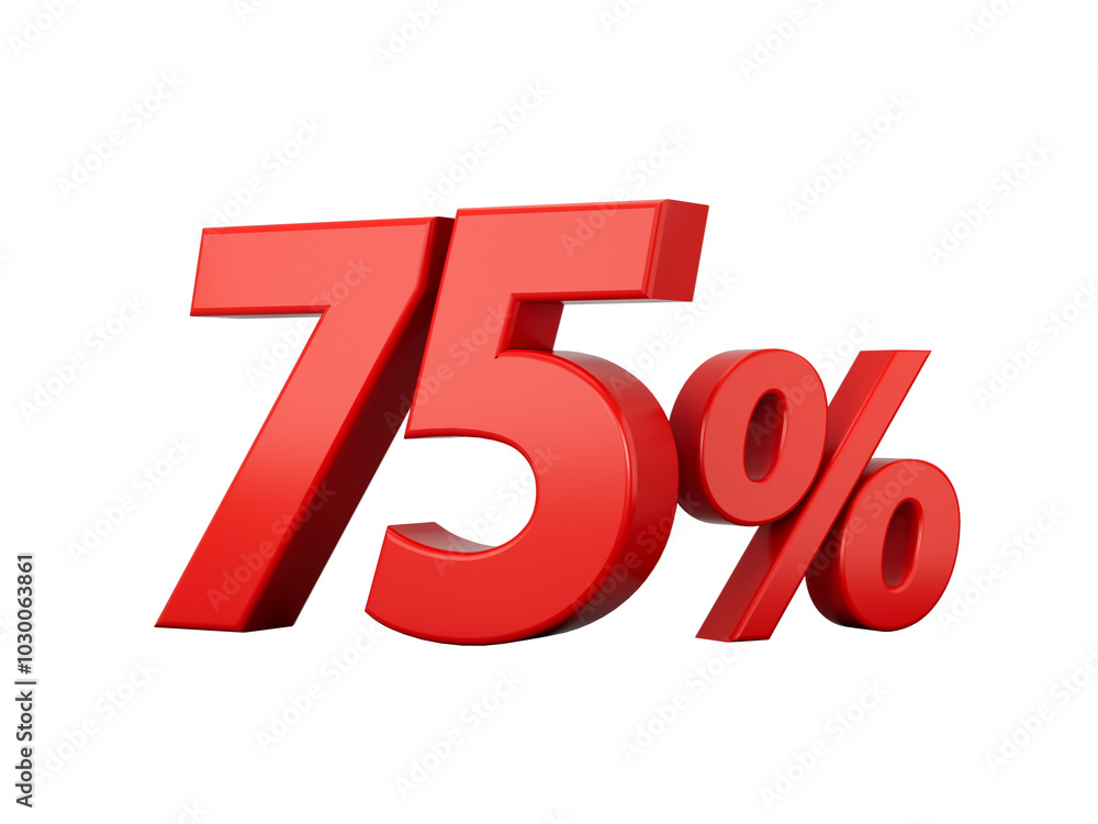3d Red 75% Seventy Five Percent Sign on White Background 3d illustration
3d Red 75% Seventy Five Percent Sign on White Background 3d illustration