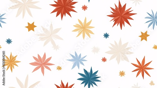 Colorful Star Pattern on White Background