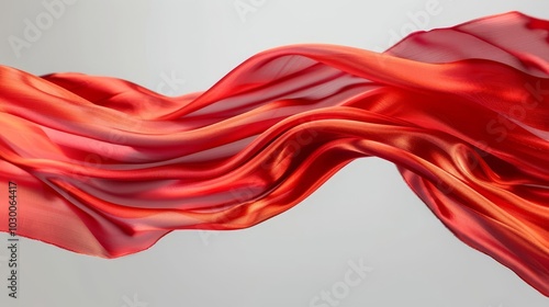 Abstract flowing red fabric on white background