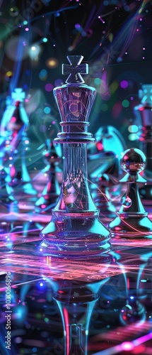 Quantum computing strategized chess player, outsmarting opponents with superhuman foresight and strategy photo