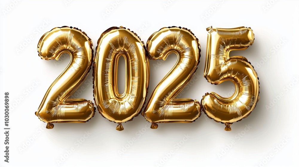 Isolated on white background, 2025 Happy New Year 3D number balloon Isolated on white background, 2025 Happy New Year 3D number balloon