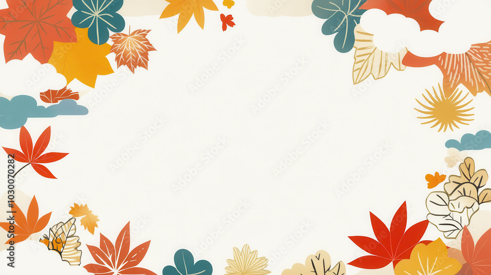 Decorative autumn leaves with clouds on a soft background Decorative autumn leaves with clouds on a soft background
