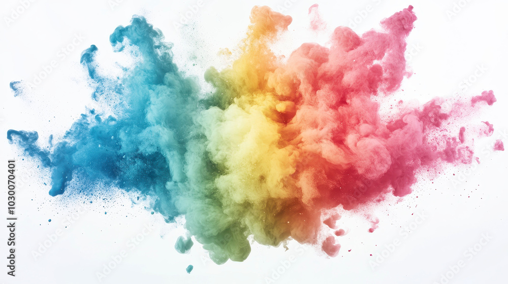 Colorful explosion of vibrant powder in abstract design Colorful explosion of vibrant powder in abstract design
