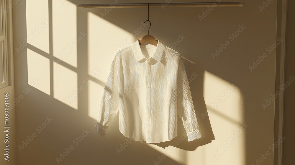 Elegant White Shirt in Sunlit Room Elegant White Shirt in Sunlit Room