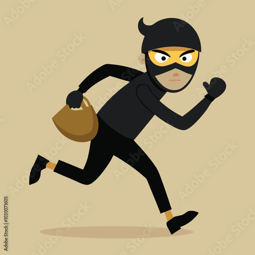 a thief in a black mask on his face.