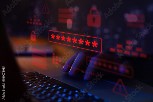 Konstfotografi hacker attack, compromised password, internet security problem, cybersecurity
