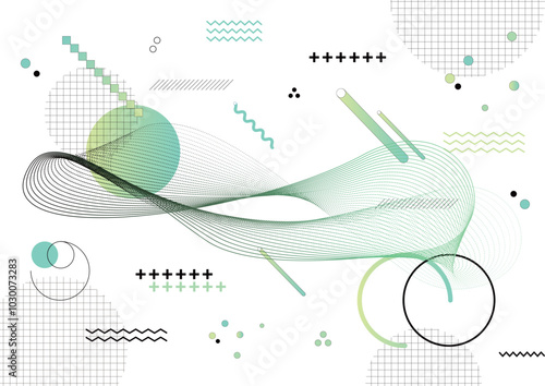 ラインウェーブ 幾何学 グラフィック 背景素材