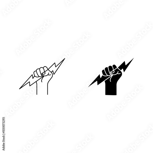 Lightning holding in hand icon set color editable