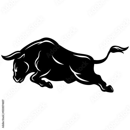 Bull Silhouette Charging Vector Illustration Icon