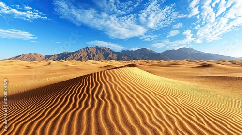 Desert sand dunes at sunset. Nature background