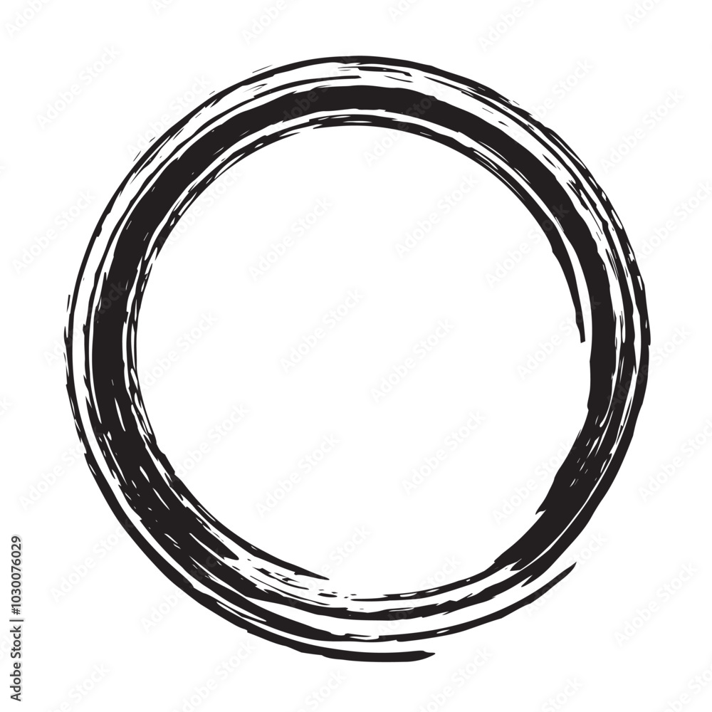 grunge brush stroke black circle on white background grunge brush stroke black circle on white background