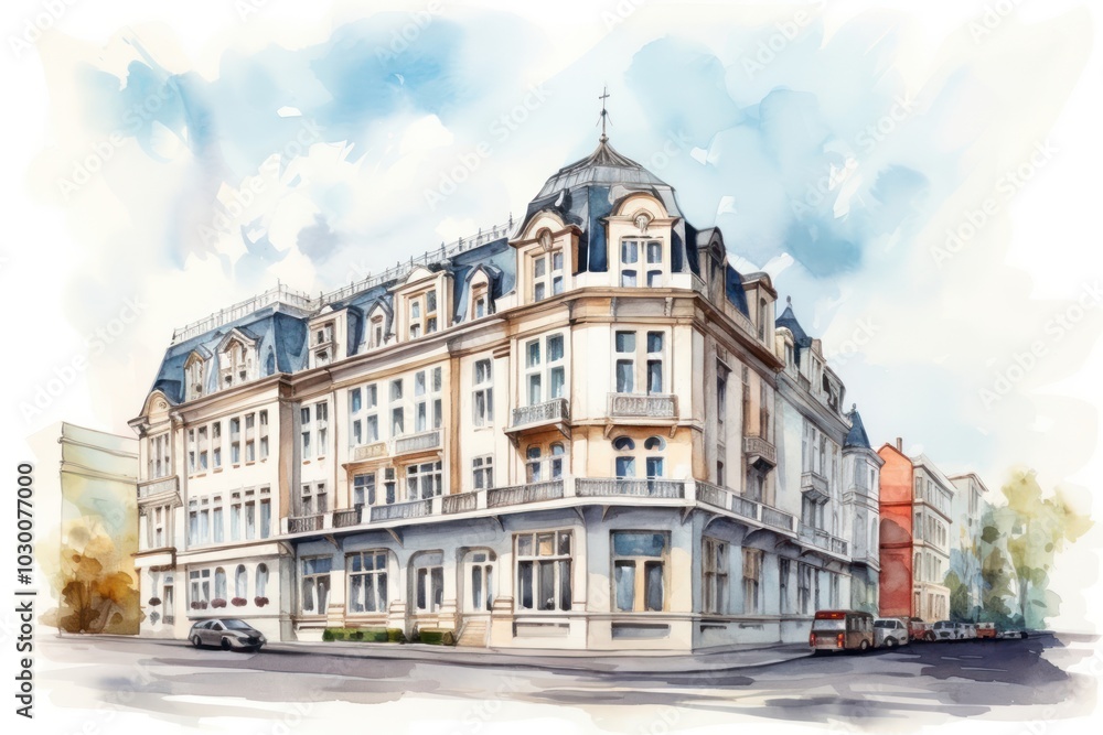 Naklejka premium Building architecture street city.