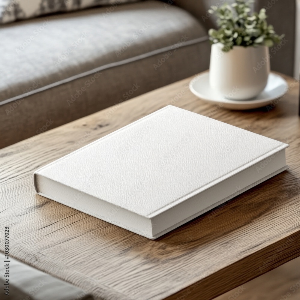 Fototapeta premium Advertising close up mockup shot of book lying on coffee table