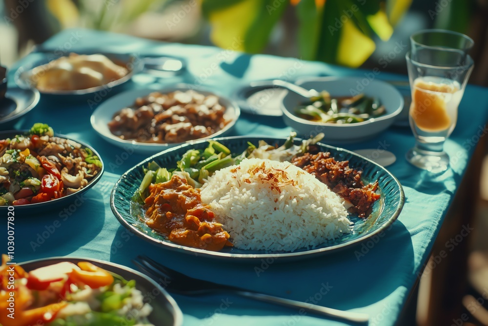 Thai food is arranged on plates ready to eat. It has the most delicious flavor in the world. Thai food is arranged on plates ready to eat. It has the most delicious flavor in the world.