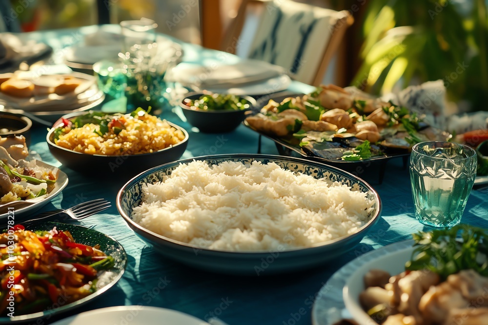 Thai food is arranged on plates ready to eat. It has the most delicious flavor in the world. Thai food is arranged on plates ready to eat. It has the most delicious flavor in the world.
