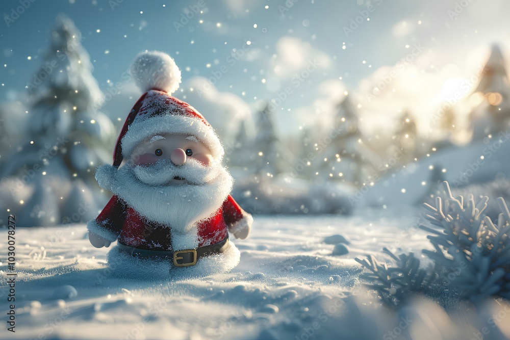 A close up of a santa claus figurine in the snow A close up of a santa claus figurine in the snow