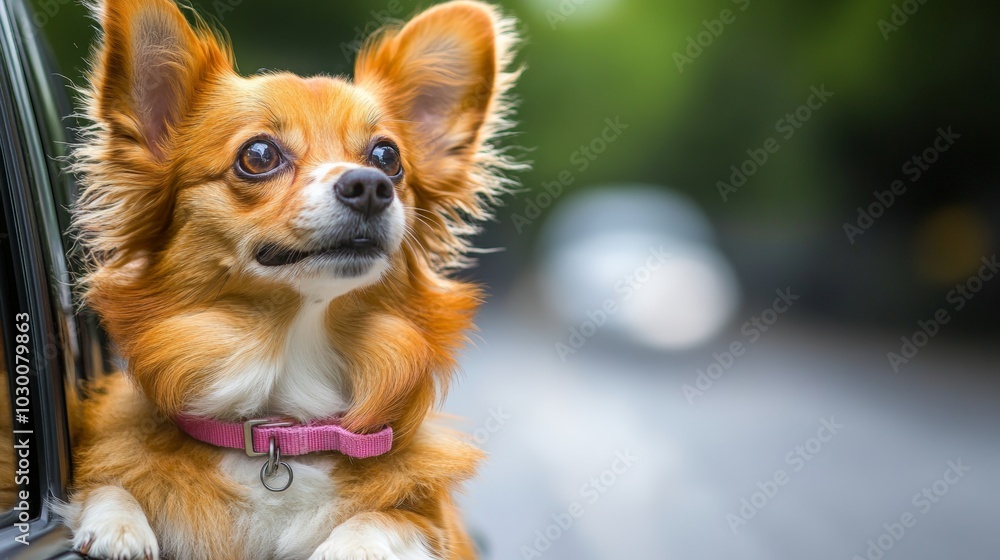 Dog Looking Out Car Window. Dog Looking Out Car Window.