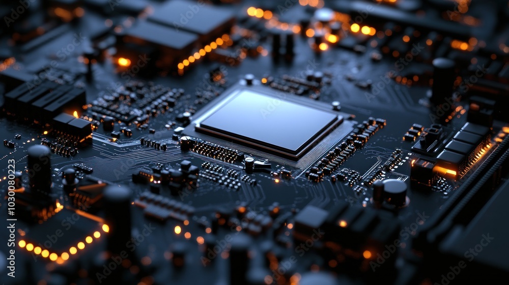 Circuit Board with Glowing Components