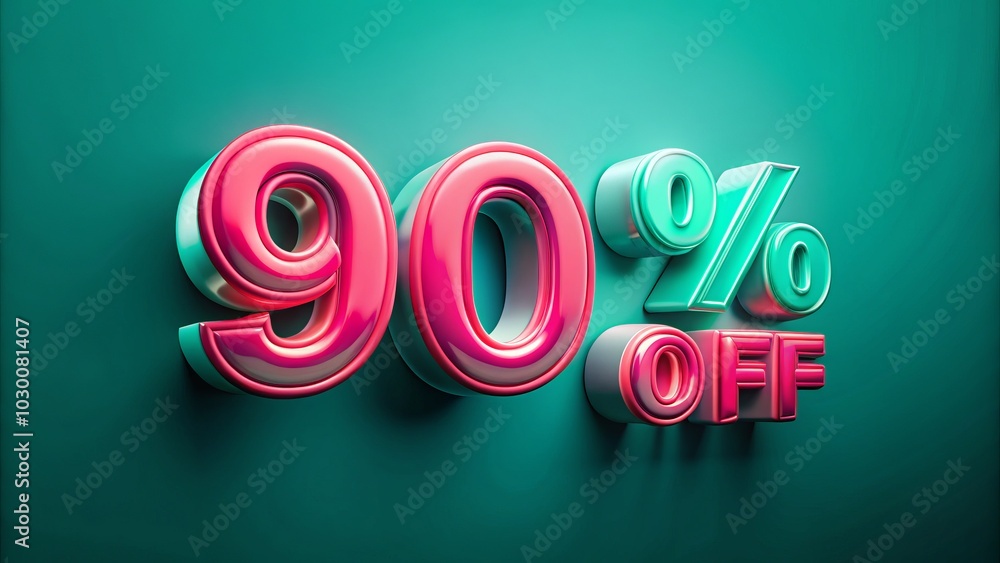 Glossy Green and Pink Discount Banner on Teal Background with Rounded Design Glossy Green and Pink Discount Banner on Teal Background with Rounded Design