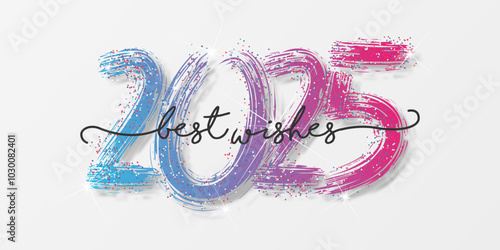 Happy new year - best wishes 2025 with colorful truncated number. Perfect vector for poster, banner, greeting and new year 2025 celebration.