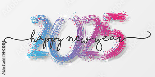 Happy new year - best wishes 2025 with colorful truncated number. Perfect vector for poster, banner, greeting and new year 2025 celebration.