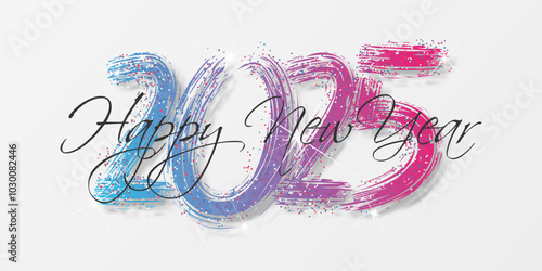 Happy new year - best wishes 2025 with colorful truncated number. Perfect vector for poster, banner, greeting and new year 2025 celebration.