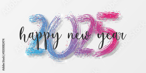 Happy new year - best wishes 2025 with colorful truncated number. Perfect vector for poster, banner, greeting and new year 2025 celebration.
