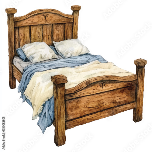 Bed watercolor clipart illustration  (11)