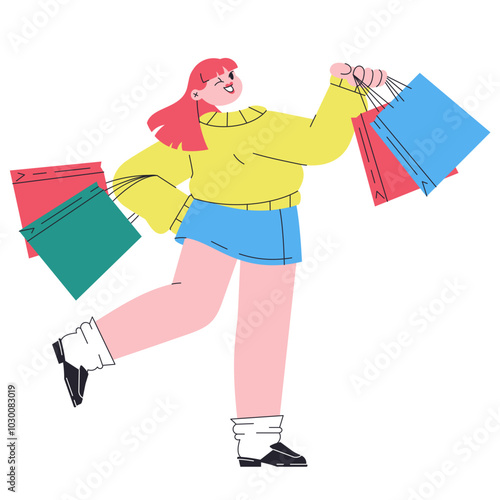 Happy woman on a shopping spree