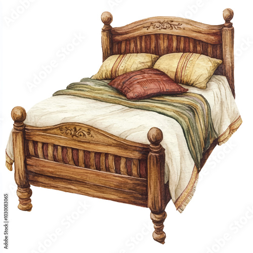 Bed watercolor clipart illustration  (13)